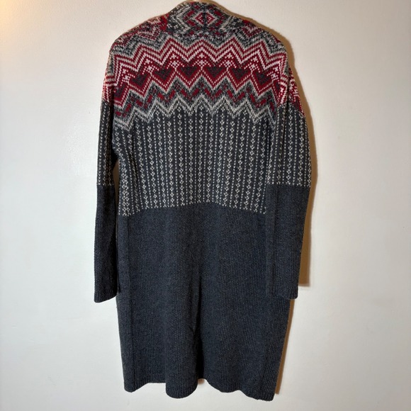 J. Jill Fair Isle Long Cardigan Sweater Gray Red Size XS - Picture 7 of 7
